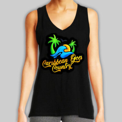Authentic Caribbean Goes Country Women's V Neck Tank Top - Front